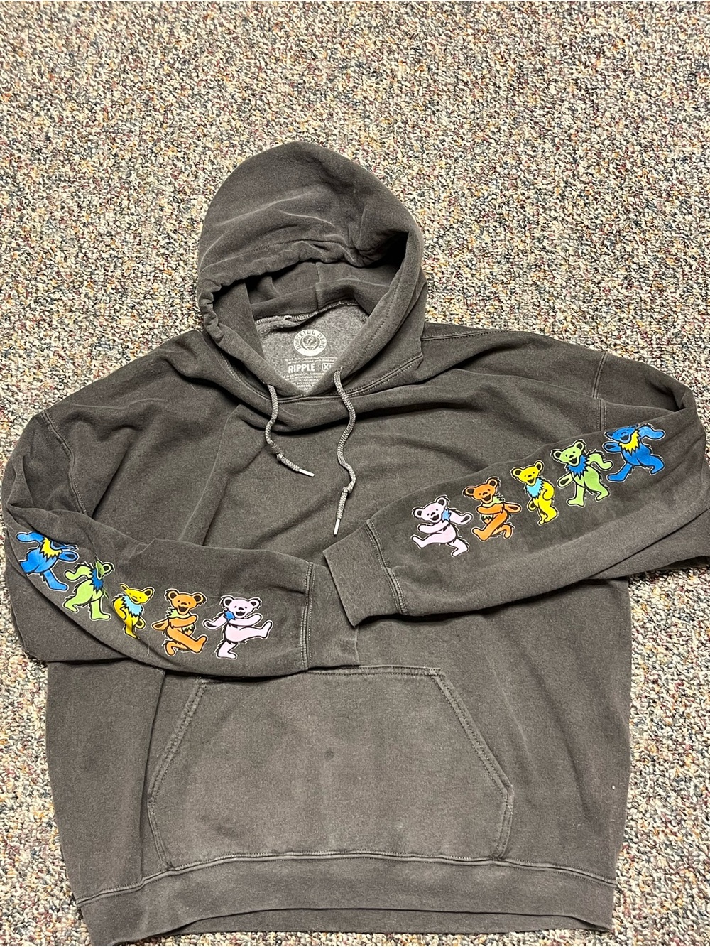 Charcoal Vintage Style Y2K 2000s Grateful Dead Bears Graphic Hoodie XL